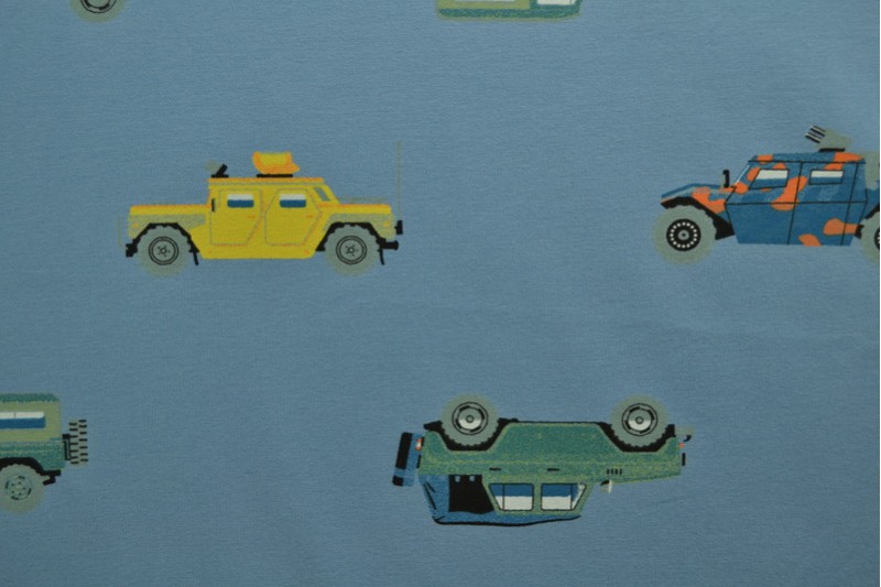 Cotton jersey print - wow 68-138 stahlblau