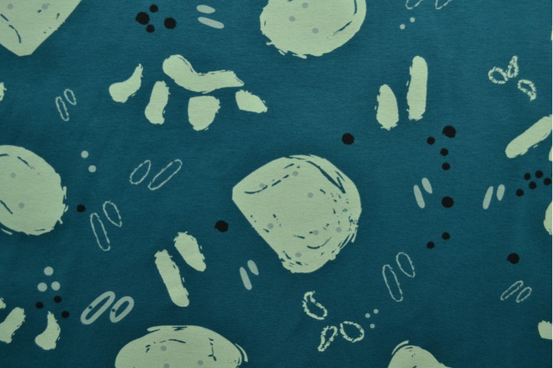 Cotton jersey print - wow 67-46 dunkel petrol