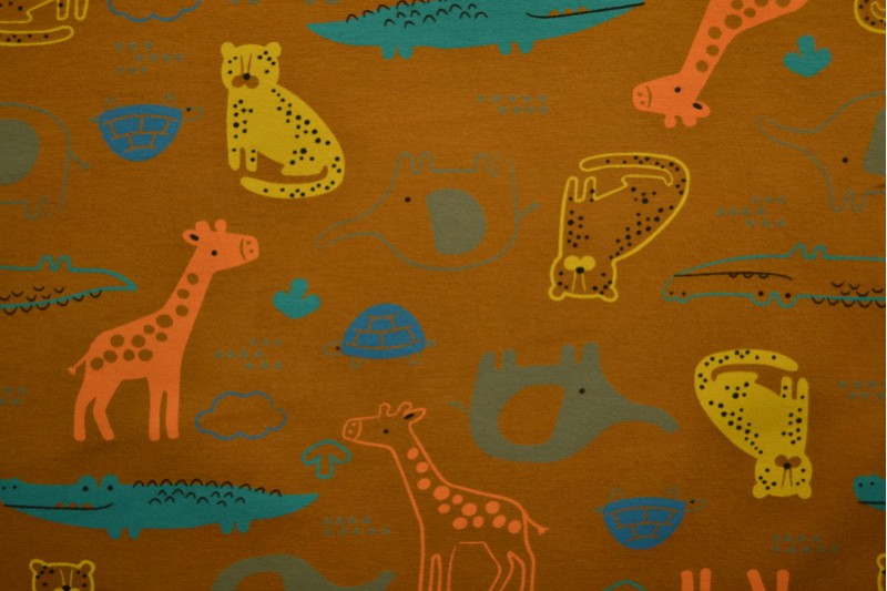 Cotton jersey print - wow 64-44 dunkel ocker