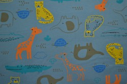 Cotton jersey print - wow 64-138 stahlblau