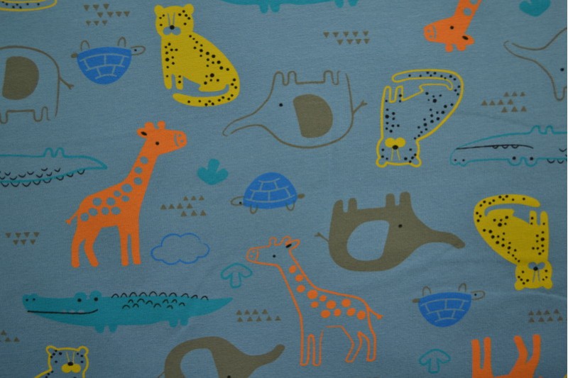 Cotton jersey print - wow 64-138 stahlblau