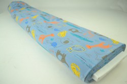 Cotton jersey print - wow 64-138 stahlblau