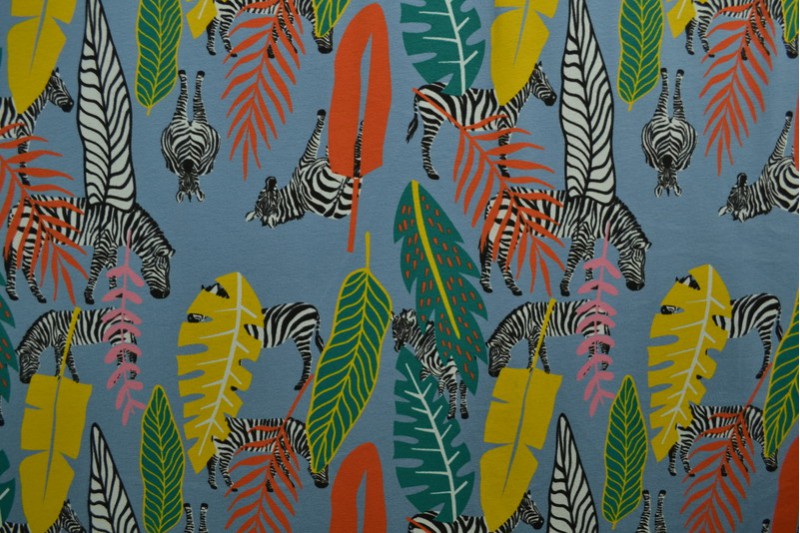 Cotton jersey print - wow 56-138 stahlblau