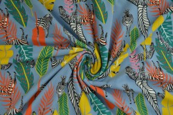 Cotton jersey print - wow 56-138 stahlblau