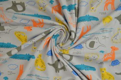 Cotton jersey print - wow 64-25 silbergrau