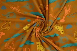 Cotton jersey print - wow 64-44 dunkel ocker