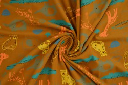 Cotton jersey print - wow 64-44 dunkel ocker