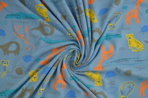 Cotton jersey print - wow 64-138 stahlblau