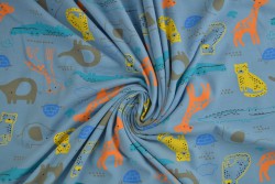 Cotton jersey print - wow 64-138 stahlblau