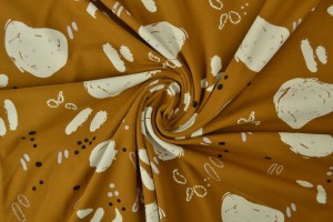 Cotton jersey print - wow 67-44 dunkel ocker
