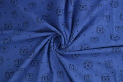 Cotton washed print w03-15 blau