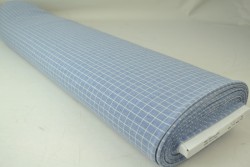Cotton jersey checks 10 blau