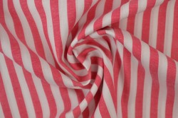 Baumwolle gingham streifen 6.5 mm 165-02 dunkelrosa