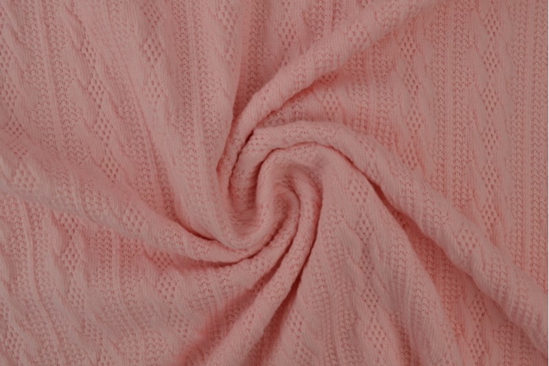 Jacquard cable knit fabric 19 pink