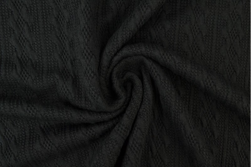 Jacquard cable knit fabric 03 black