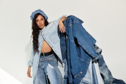 Denim-look Viskose Shine