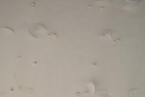 Mesh feather and pearls 09-22 champagne
